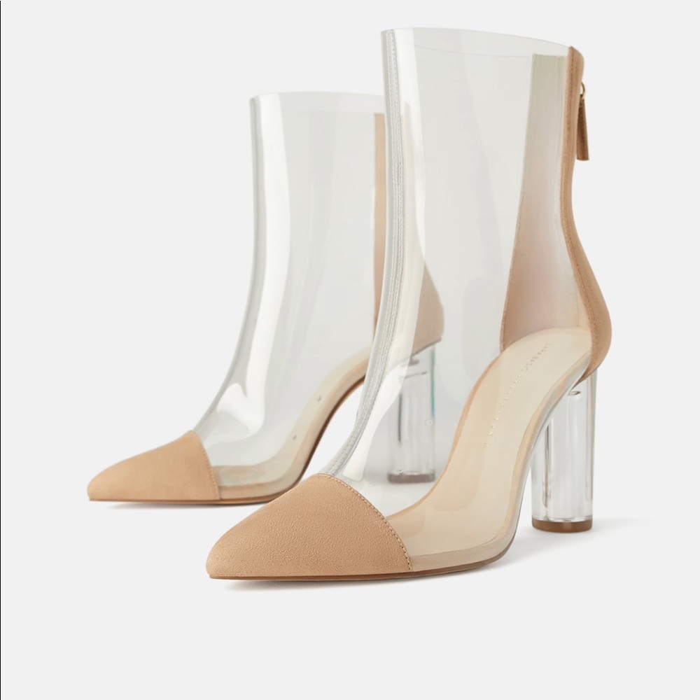 Zara NWT Heeled Vinyl Ankle Boots Size 6